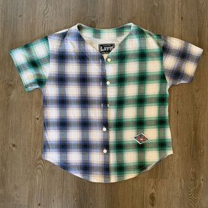 80s/90s Latte indie mark baseball flannel button down